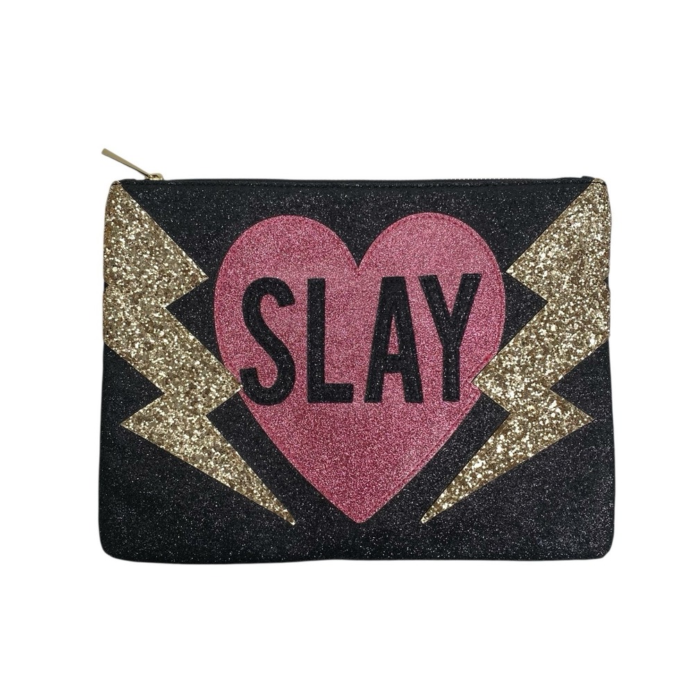 Express Heart Slay Glitter‎ Lightning Bolt Clutch Black Style #00951089 B72Q